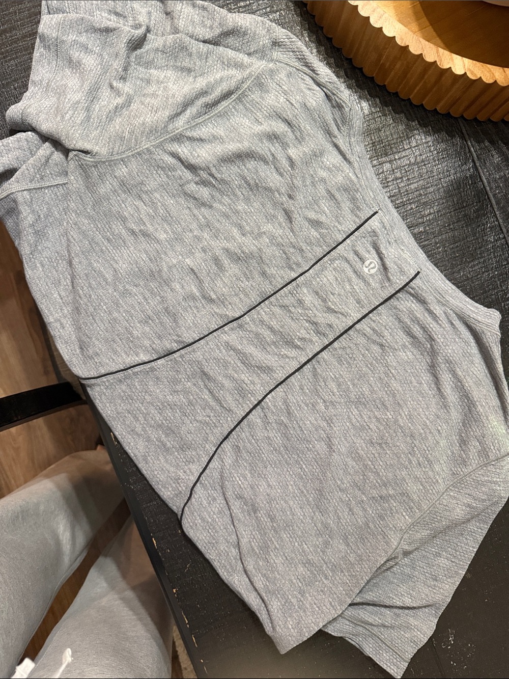 lululemon athletica Light Grey Heather Athletic Shirt with Contrast Piping